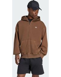 adidas - Chaqueta Holgada Con Capucha Y Cierre De Cremallera Trefoil Essentials Washed - Lyst