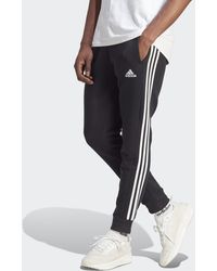 adidas - Essentials Fleece 3-stripes Tapered Cuff Joggers - Lyst