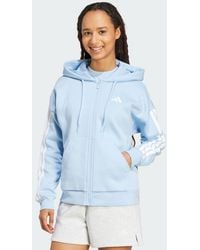 adidas - Essentials 3-Stripes Full-Zip Fleece Hoodie - Lyst