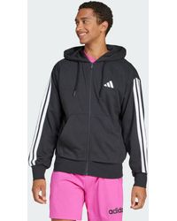 adidas Originals - Felpa Con Cappuccio Essentials 3-Stripes French Terry Full-Zip - Lyst