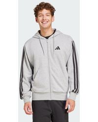 adidas - Felpa Con Cappuccio Essentials 3-Stripes French Terry Full-Zip - Lyst
