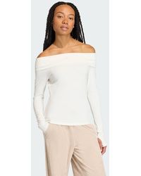 adidas - Off-Shoulder Long Sleeve Long-Sleeve Top - Lyst
