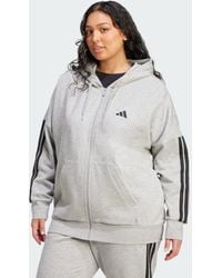 adidas Originals - Sudadera De Felpa Con Capucha, Cremallera Y 3 Bandas Essentials (Tallas Grandes) - Lyst