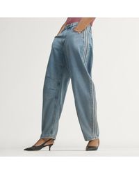adidas - High Rise Barrel Leg Denim Pant - Lyst