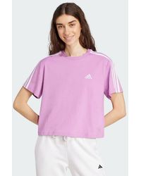 adidas - Essentials 3-Stripes Single Jersey Crop Top - Lyst