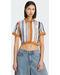 adidas - Originals Summer Glow Striped Cropped Polo - Lyst