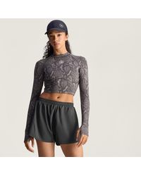 adidas - By Stella Mccartney Maglietta A Maniche Lunghe Da Allenamento Crop Stampata - Lyst