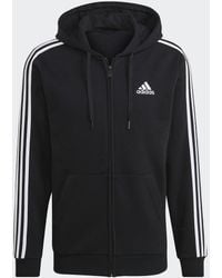 adidas - Essentials 3 Stripes Full Zip Sweatshirt - Lyst