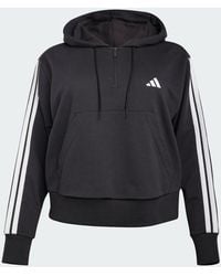 adidas Originals - Essentials 3-Stripes French Terry Quarter-Zip Hoodie (Plus Size) - Lyst