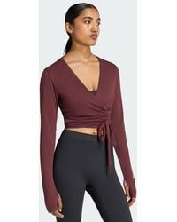 adidas Originals - 3-Stripes Studio Soft Ballet Wrap Long-Sleeve Top - Lyst