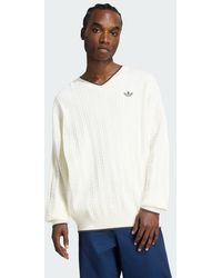 adidas - Cable Knit V-Neck Sweatshirt - Lyst
