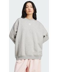 adidas - Essentials Fleece Long Oversized Crew Sweatshirt - Lyst