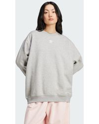 adidas - Essentials Fleece Long Oversized Crew Sweatshirt - Lyst