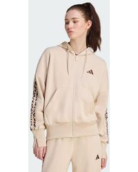 adidas - Sudadera Seasonal Essentials Con Cierre De Cremallera, Estampado De Inspiración Animal, 3 Bandas Y Capucha - Lyst
