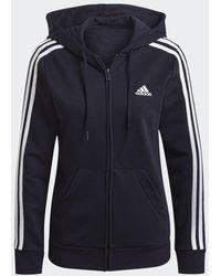 adidas - Essentials French Terry 3-stripes Full-zip Hoodie - Lyst