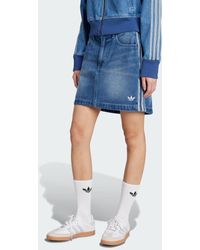 adidas - Adicolor 3-Stripes Denim Mini Skirt - Lyst