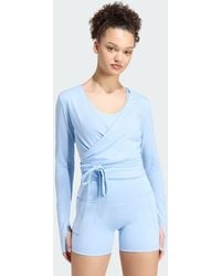 adidas - 3-Stripes Studio Soft Ballet Wrap Long-Sleeve Top - Lyst