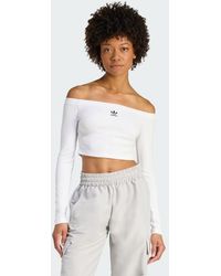adidas - Essentials Rib Off Shoulder Long-Sleeve Top T-Shirt - Lyst