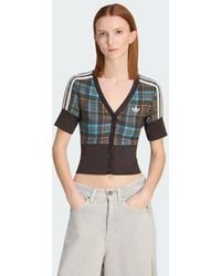adidas Originals - Checked V-Neck Shirt With Buttons - Lyst