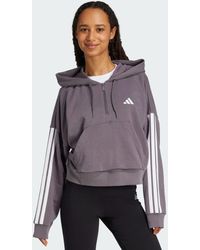 adidas - Felpa Con Cappuccio Essentials 3-Stripes French Terry Quarter-Zip - Lyst