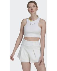 adidas Baumwolle Essentials Removable Pads 3-Streifen Crop-Top in Weiß Damen Bekleidung Oberteile Ärmellose Tops 