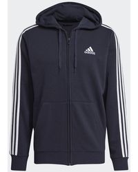 adidas - Essentials French Terry 3-Stripe Full-Zip Hoodie - Lyst
