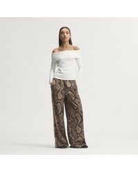 adidas - Satin Snake Print Wide Leg Track Joggers - Lyst