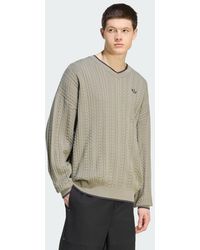 adidas - Cable Knit V-Neck Sweatshirt - Lyst
