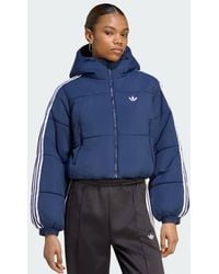 adidas - Adicolor Cropped Hooded Puffer Jacket - Lyst