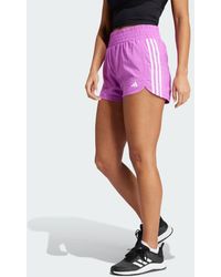 adidas - Pantalones Cortos Morados De Talle Alto Con 3 Rayas Pacer De Adidas Training - Lyst