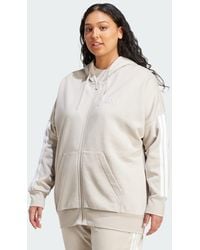 adidas - Essentials 3-Stripes Full-Zip Fleece Hoodie (Plus Size) - Lyst