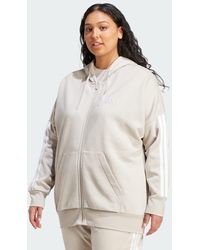 adidas - Essentials 3-Stripes Full-Zip Fleece Hoodie (Plus Size) - Lyst