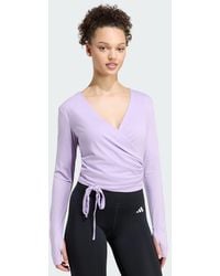 adidas - 3-Stripes Studio Soft Ballet Wrap Long-Sleeve Top - Lyst