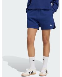 adidas - 3 Stripes Studio Fleece Loose Shorts - Lyst