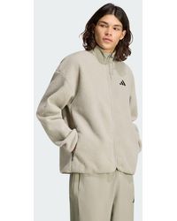 adidas - City Tech 3 Stripes High Pile Fleece Full Zip - Lyst