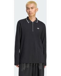 adidas - 3 Stripes Engineered Rib Long Sleeve Polo Shirt - Lyst