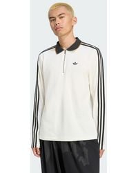 adidas - 3 Stripes Engineered Rib Long Sleeve Polo Shirt - Lyst