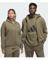 adidas - Felpa Con Cappuccio E Zip Integrale Da Basket - Lyst