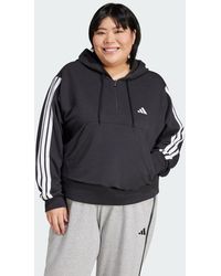 adidas Originals - Essentials 3-Stripes French Terry Quarter-Zip Hoodie (Plus Size) - Lyst