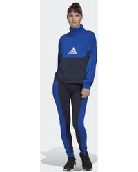 Damen Bekleidung Sport- Training und Fitnesskleidung Trainingsanzüge und Jogginganzüge adidas Half-Zip and Tights Trainingsanzug in Blau 