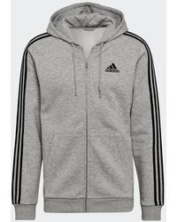 adidas - Chaqueta con capucha Essentials Fleece 3 bandas - Lyst