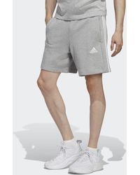 adidas - Essentials 3 Stripe Fleece Shorts - Lyst