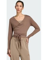 adidas - 3-Stripes Studio Soft Ballet Wrap Long-Sleeve Top - Lyst