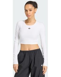 adidas - Essentials Rib Cropped Long-Sleeve Top T-Shirt - Lyst