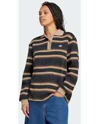 adidas - Stripe Knitted Polo Top - Lyst