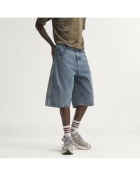 adidas - Firebird Adicolor Denim Jorts Mid-Rise Straight Leg - Lyst