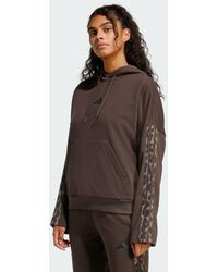 adidas - Seasonal Essentials Leopard Print French Terry Hoodie With 3-Stripes - Lyst