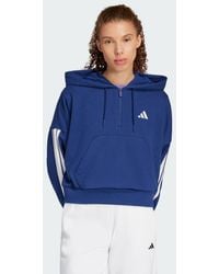 adidas - Felpa Con Cappuccio Essentials 3-Stripes French Terry Quarter-Zip - Lyst