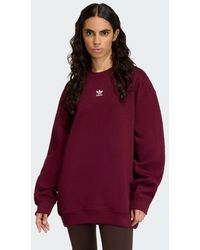 adidas - Sudadera Larga Holgada De Felpa Y Cuello Redondo Essentials - Lyst