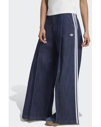 adidas - Denim Pleats Wide Leg Joggers - Lyst